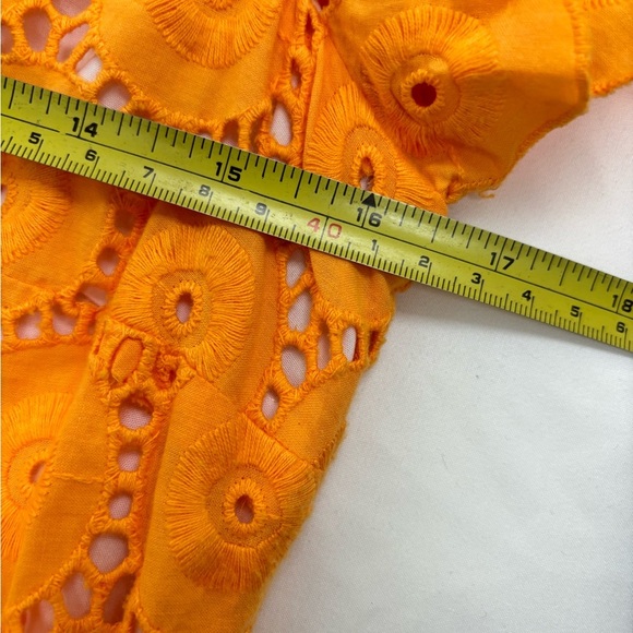 Shoshanna Tangerine Orange Eyelet Short Sleeve Dress Womens size 6 - Picture 6 of 6